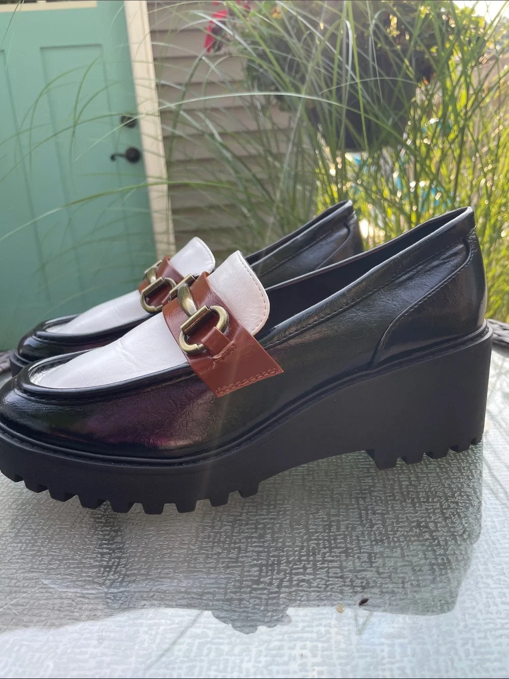 SM New York Alix Woman’s Wedge Chunky Slip-On Loafers 9 Med NWOT